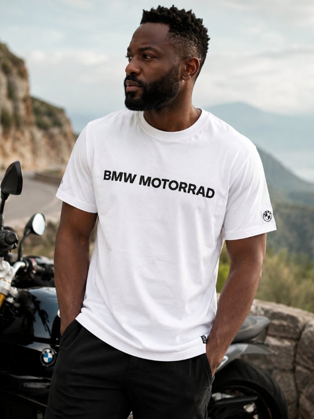 BMW Motorrad Print T Shirt Men's Size L New White GENUINE